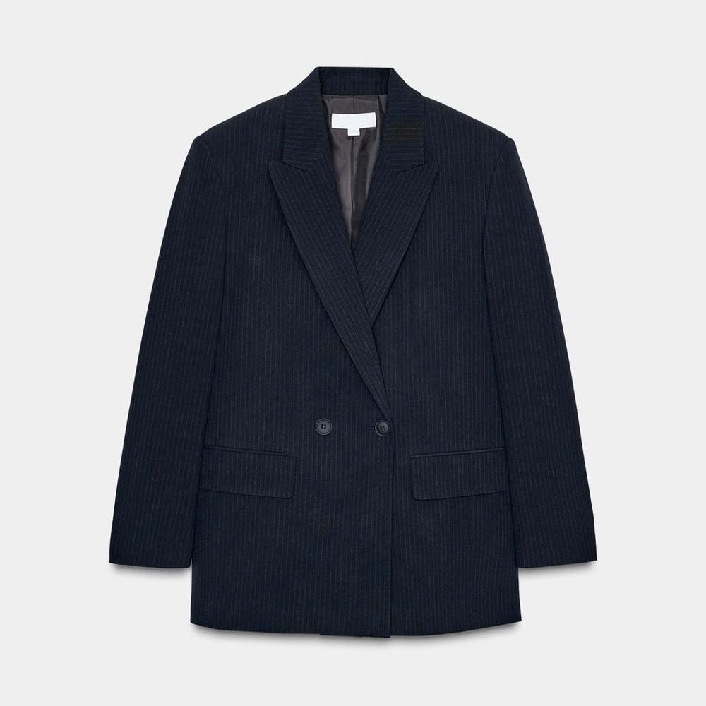 Zara Oversized Navy Pinstripe Blazer